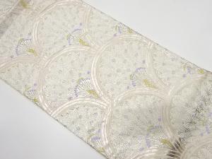 アンティーク　青海波に孔雀模様織り出し袋帯（着用可）